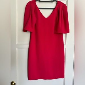 TrinaTurk Brilliant Coral medium short sample dress, sleeves, hidden zipper